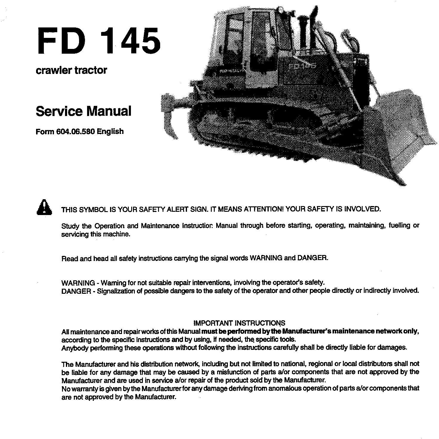 Fiat-Allis FD145 Crawler Tractor Service Manual - 1