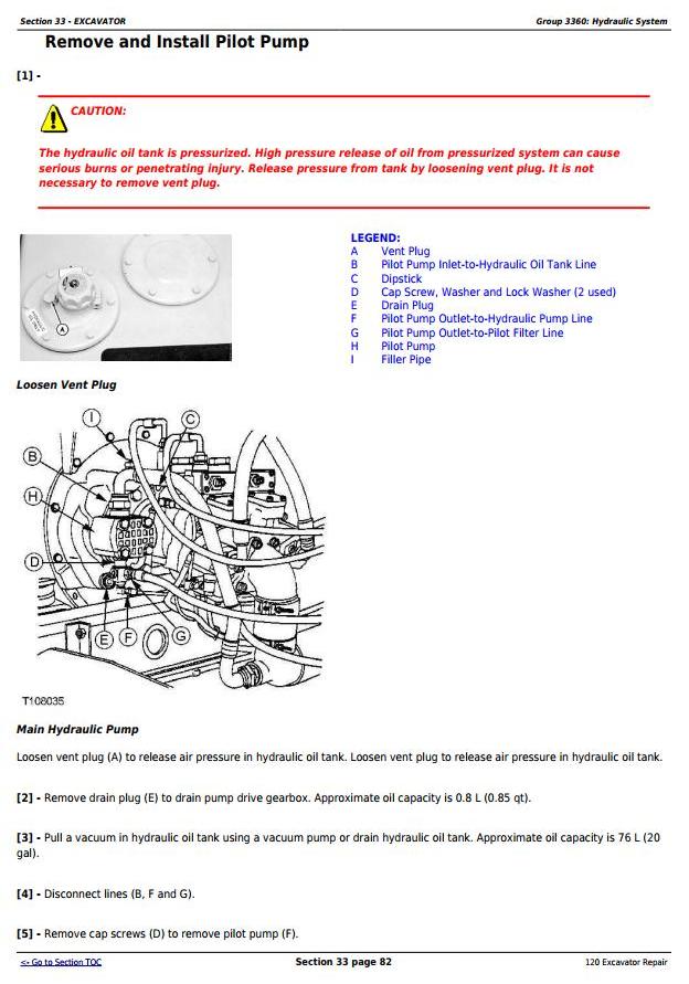 John Deere 120 Excavator Service Repair Technical Manual