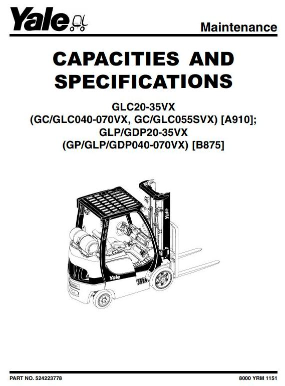 Yale GP/GLP/GDP-100-110MF GP GLP GDP 100 110 MF Forklift Service Manual #6202 
