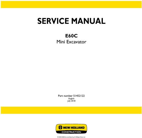 New Holland E60C Mini Excavator Service Manual (Europe)