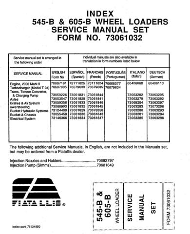 Fiat-Allis 545B, 605B Wheel Loader Service Manual