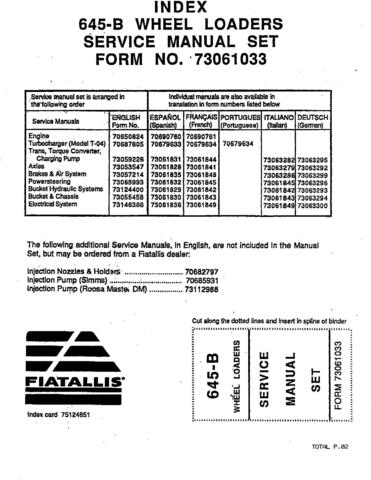 Fiat-Allis 645B Wheel Loader Service Manual