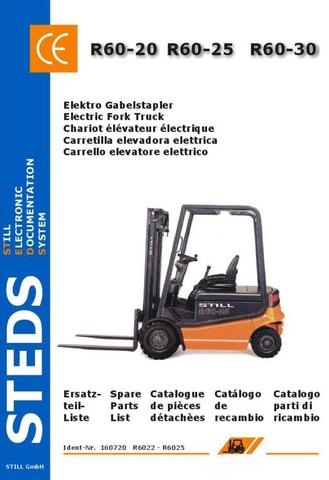 Still R60-20, R60-25, R60-30 Electric Forklift Truck Series 6022, 6023, 6024, 6025 Spare Parts List