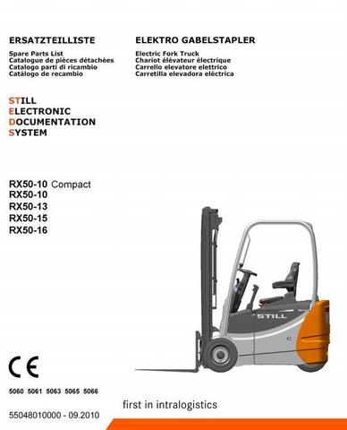 Still RX50-10, RX50-13, RX50-15, RX50-16 Forklift Truck Series 5060-5061,5063,5065-5066 Parts Manual