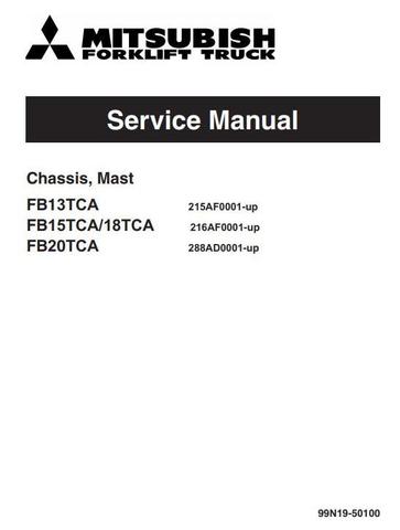 Mitsubishi FB13TCA, FB15TCA, FB18TCA, FB20TCA Electric Forklift Truck Workshop Service Manual