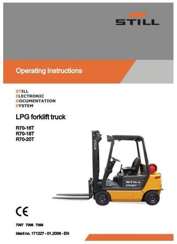 Still R70-16, R70-18, R70-20 Forklift Truck Series R7097, R7098, R7099 Operating, Maintenance Manual