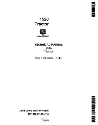 John Deere 1520 Utility Tractor Technical Service Manual (tm1012)
